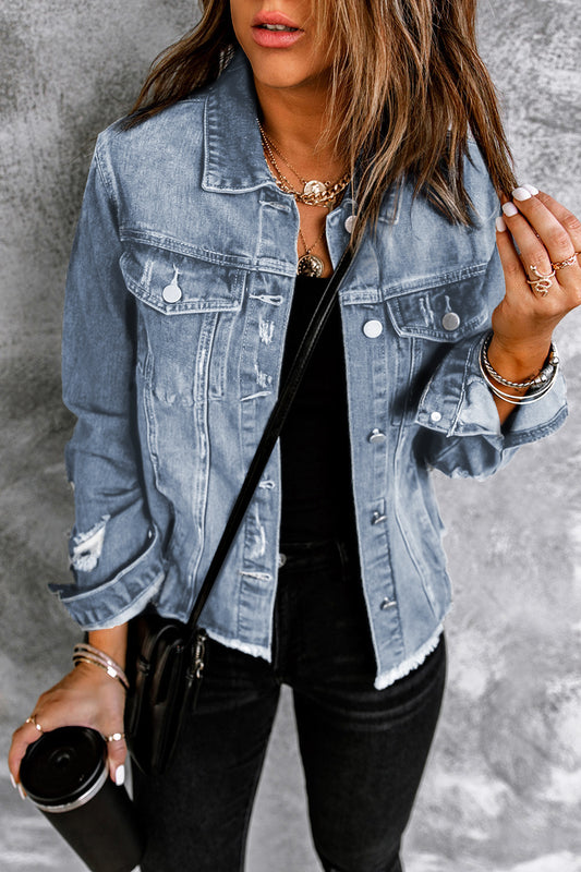 Light Blue Distressed Jacket