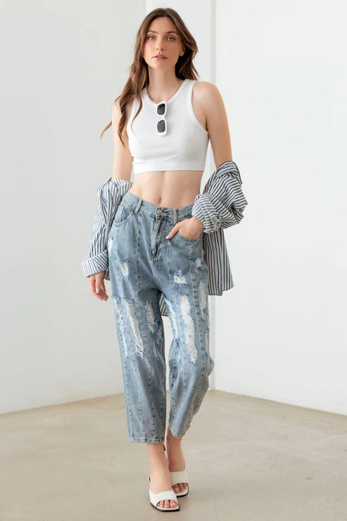 Distressed Light Blue Jeans